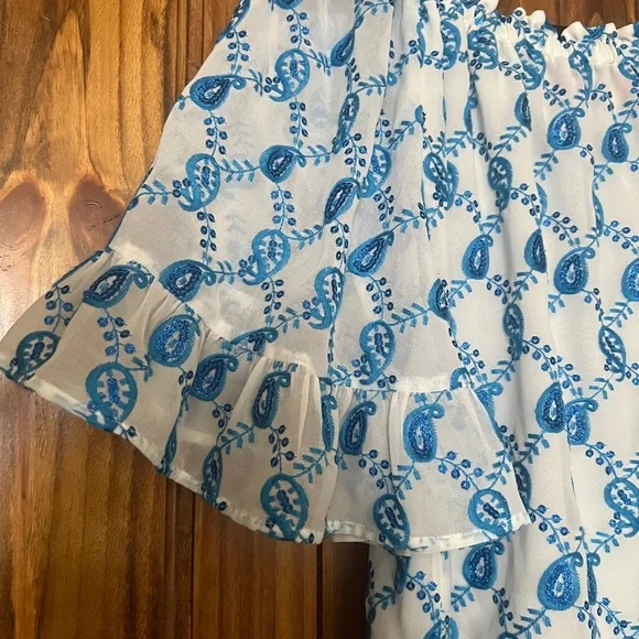 Lilly Pulitzer Blue Paisley sparkle Off-Shoulder Top - Picture 3 of 6